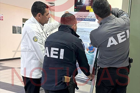 La FEM zona Noroeste realizó en Nuevo Casas Grandes la pega de carteles informativos para prevenir la trata de personas, con apoyo de la OIM.