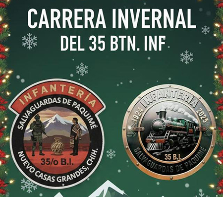 El 35/o Batallón invita a la Carrera Invernal 2025 con rutas de 5 y 10 km este 30 de noviembre. Evento gratuito para todas las edades en un ambiente familiar.
