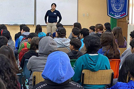 La AEI realizó una intervención formativa en NCG para más de 180 estudiantes, centrada en la prevención de conductas de riesgo y menores infractores.