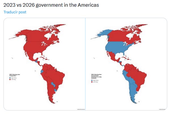 La victoria de la derecha en Chile con José Antonio Kast reconfigura el mapa político de América y refleja un retroceso de los gobiernos de izquierda.