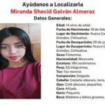 Fotografía de Miranda Shecid Galván Almeraz, menor de 14 años desaparecida en Nuevo Casas Grandes, Chihuahua.