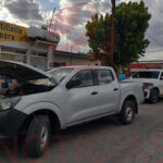 Choque en la zona centro de Nuevo Casas Grandes, en la intersección de las calles Minerva y Álvaro Obregón. Solo se registraron daños materiales.