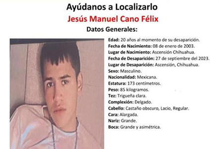 Jesús Cano desapareció en Ascensión hace más de un año. La Fiscalía reitera el llamado para localizarlo. Si tienes información, comunícate a los números 911, 089 o directamente a la Comisión de Búsqueda.
