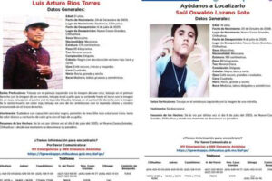 Desaparecen en Nuevo Casas Grandes Luis Arturo y Saúl Oswaldo. Fiscalía emite fichas con señas particulares y teléfonos de contacto para ayudar en su localización.