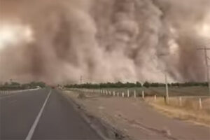 Una impresionante tormenta de arena fue captada entre Nuevo Casas Grandes y Janos. El fenómeno afectó la visibilidad en carretera y generó preocupación entre automovilistas.