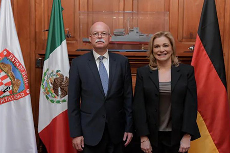 Maru Campos se reunió con el embajador de Alemania para promover inversiones en Chihuahua. El estado exportó más de 200 MDD a Alemania y recibió 9 mil turistas germanos.