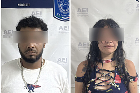 La AEI asegura a Andrés S. M. en Nuevo Casas Grandes por posesión simple de mariguana. También detuvieron a Adriana Aribel A. H. por desobedecer a los agentes durante la intervención.