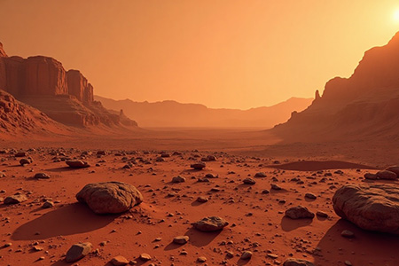 Marte es conocido como el “Planeta Rojo” por el óxido de hierro que cubre su superficie, un mineral que refleja la luz con un tono rojizo característico.