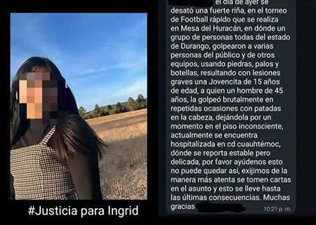 Ingrid, una joven de 15 años, fue brutalmente agredida por cuatro adultos durante un torneo de fútbol en Madera. Familiares exigen justicia y castigo a los responsables.